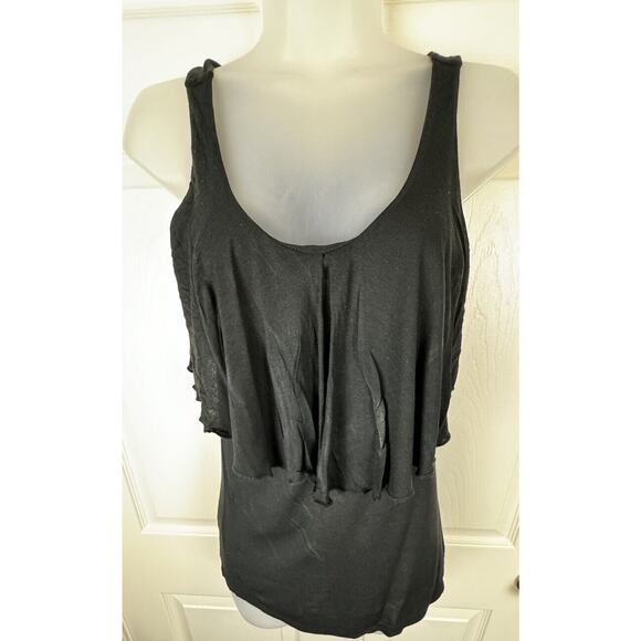 Ann Taylor LOFT Black Ruffle Tank Top coquettish XS , 49-48 - Picture 3 of 15